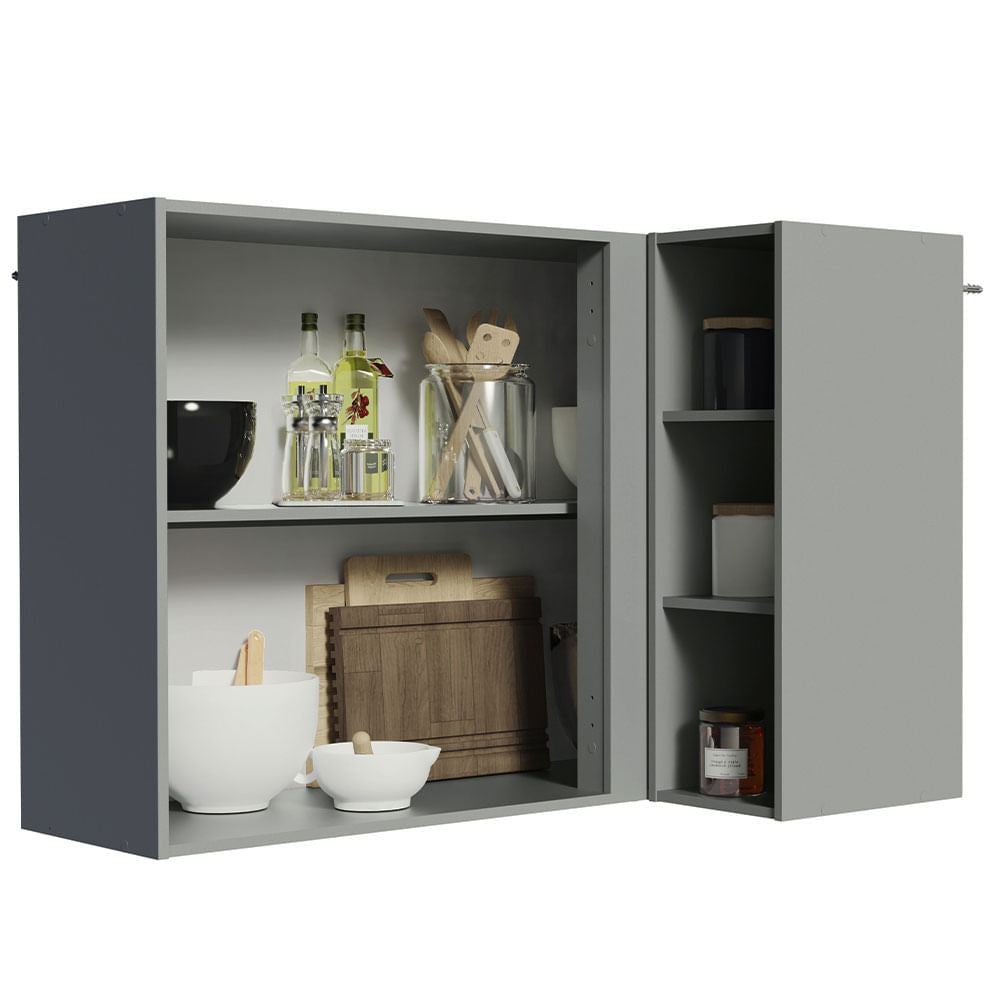 Armário Aéreo de Canto 1 Porta e Adega Cinza Nice Madesa