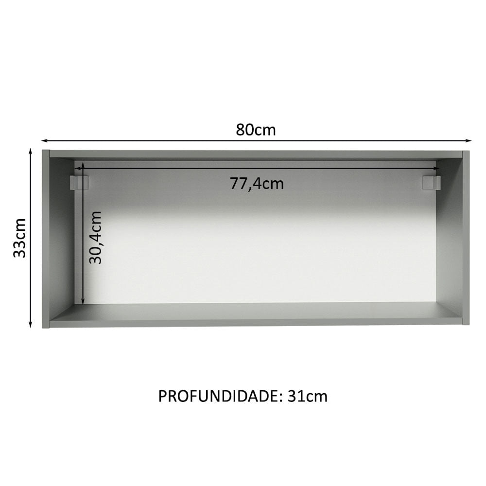 Armário Aéreo 80 cm 1 Porta Basculante Cinza Nice Madesa