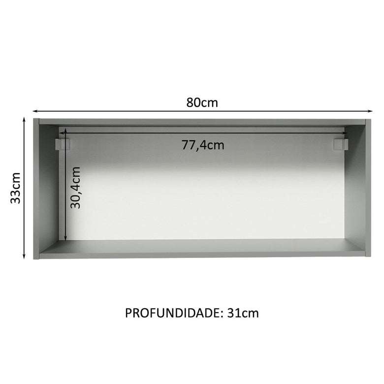 Armário Aéreo 80 cm 1 Porta Basculante Cinza Nice Madesa