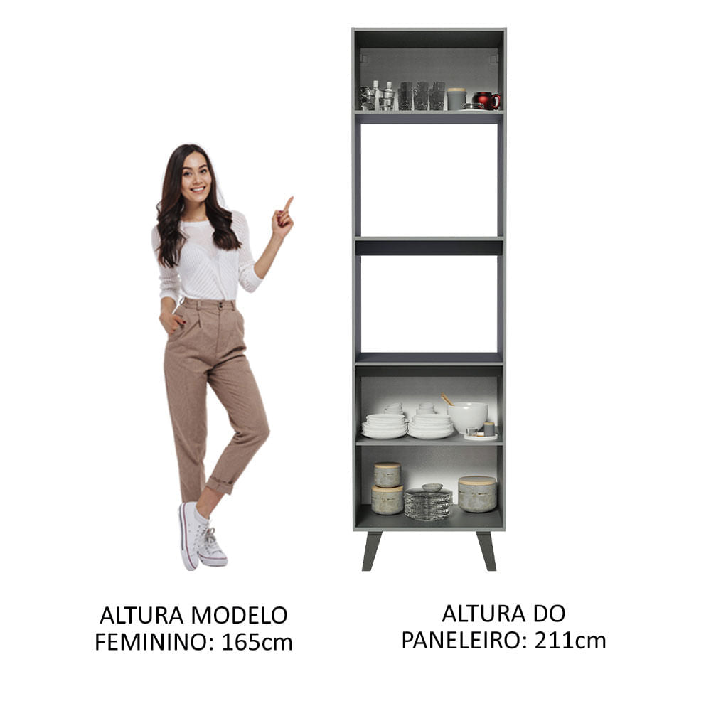 Torre Quente 60 cm 2 Portas 2 Nichos Cinza Nice Madesa