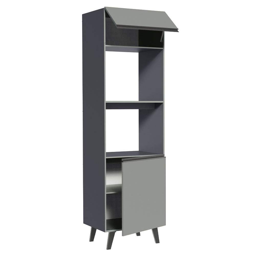 Torre Quente 60 cm 2 Portas 2 Nichos Cinza Nice Madesa