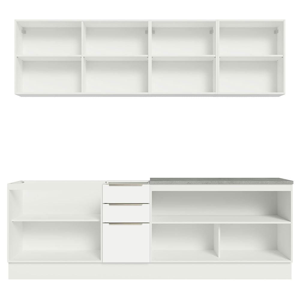 Armário de Cozinha Completa 240cm Branco Veludo Lux Madesa 05