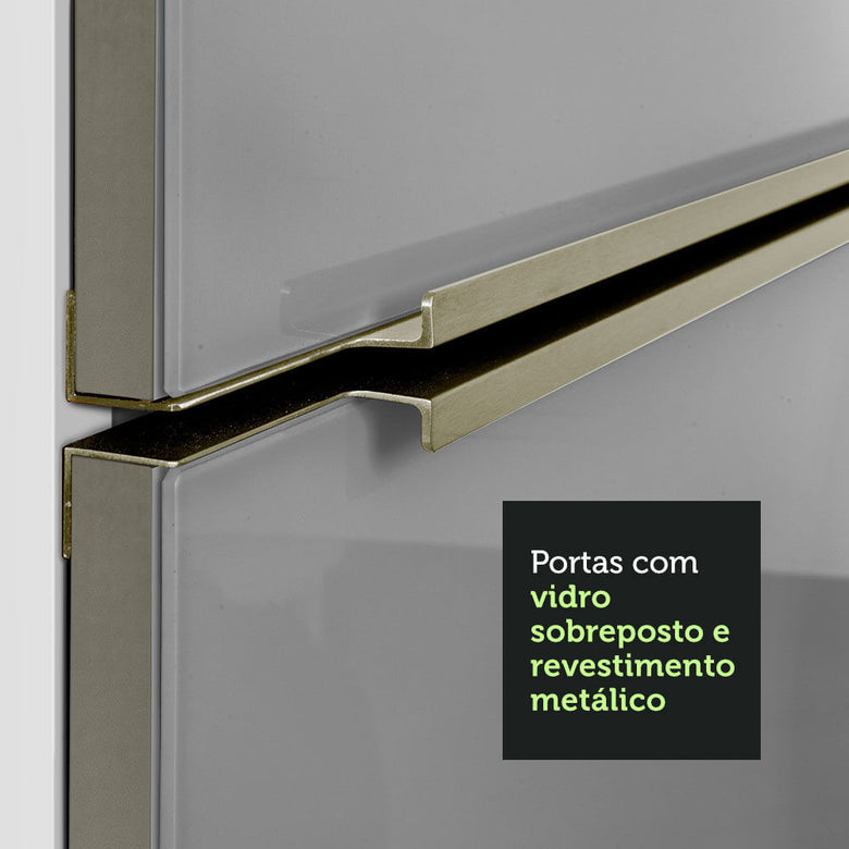 Armário de Cozinha Completa 240cm Branco/Cinza Lux Madesa 05