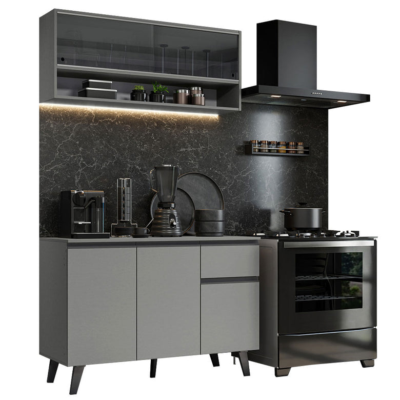 Armário de Cozinha Compacta 120cm Cinza Nice Madesa 01