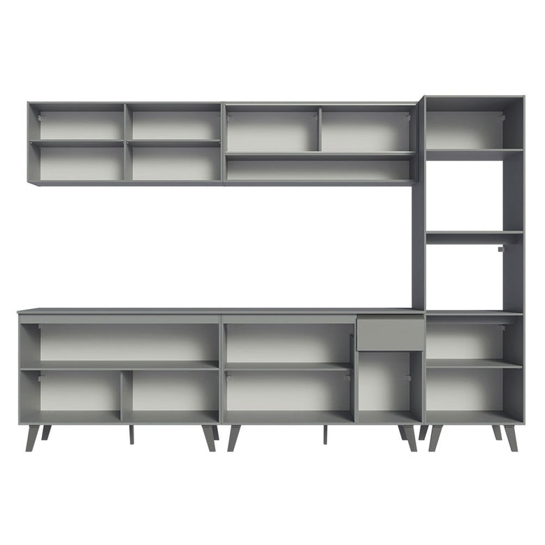 Armário de Cozinha Completa 300cm Cinza Nice Madesa 01