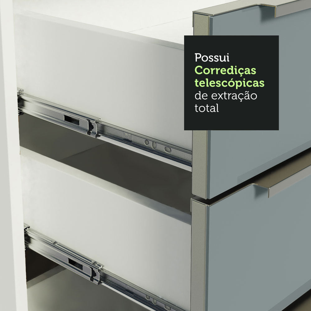 Armário de Cozinha Completa 260cm Branco/Cinza Lux Madesa 08