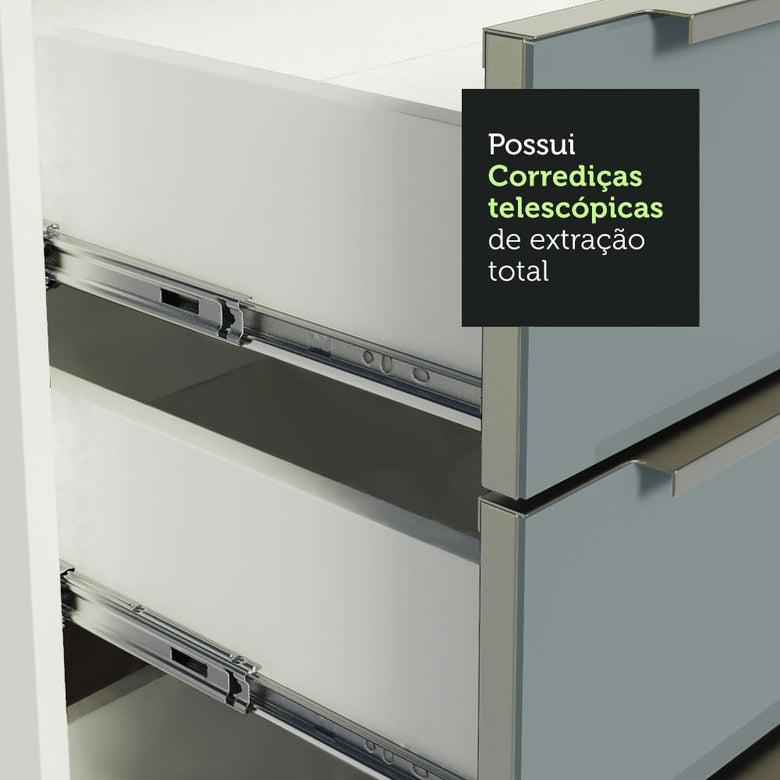 Armário de Cozinha Completa 260cm Branco/Cinza Lux Madesa 08