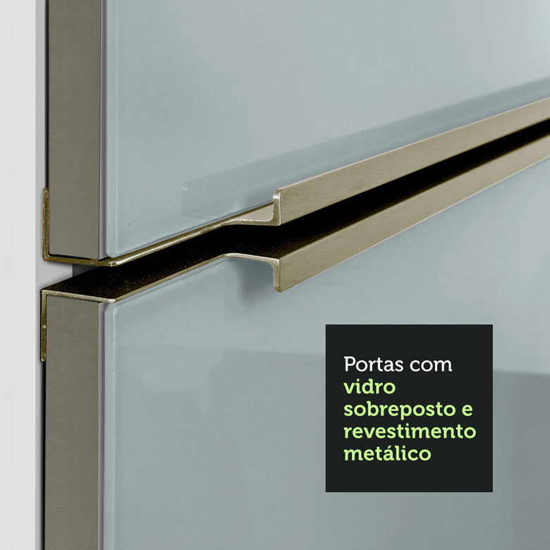 Armário de Cozinha Completa 260cm Branco/Cinza Lux Madesa 08