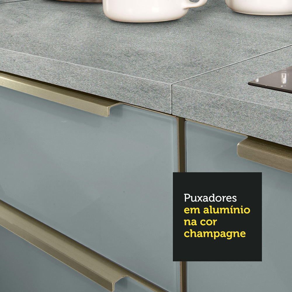 Armário de Cozinha Completa 260cm Branco/Cinza Lux Madesa 08