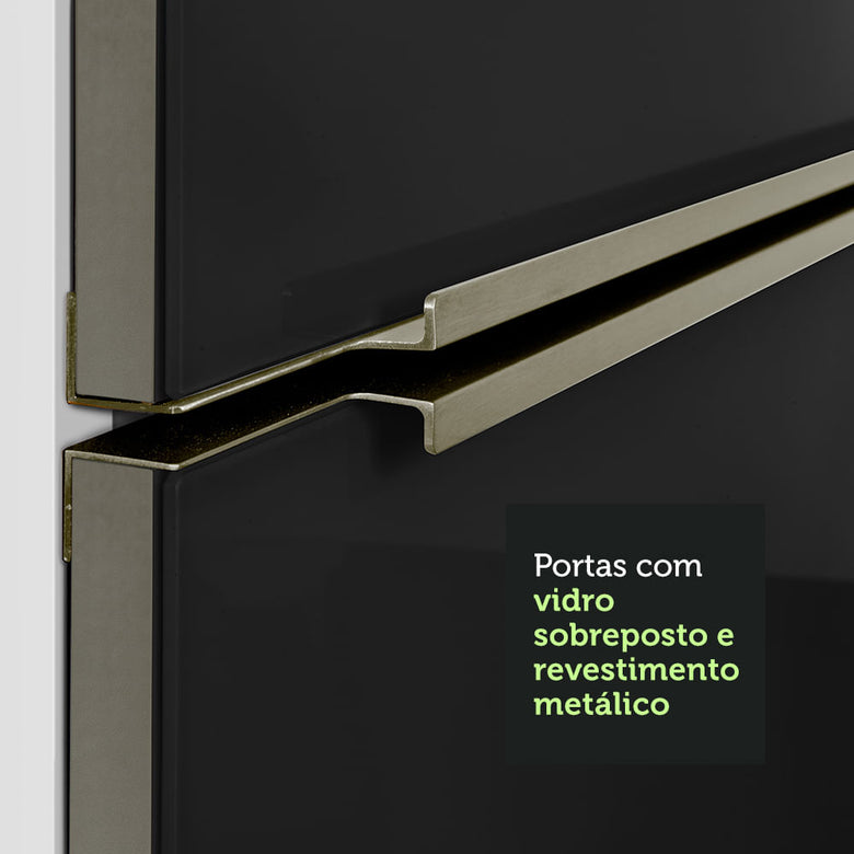 Armário de Cozinha Completa 260cm Branco/Preto Lux Madesa 08