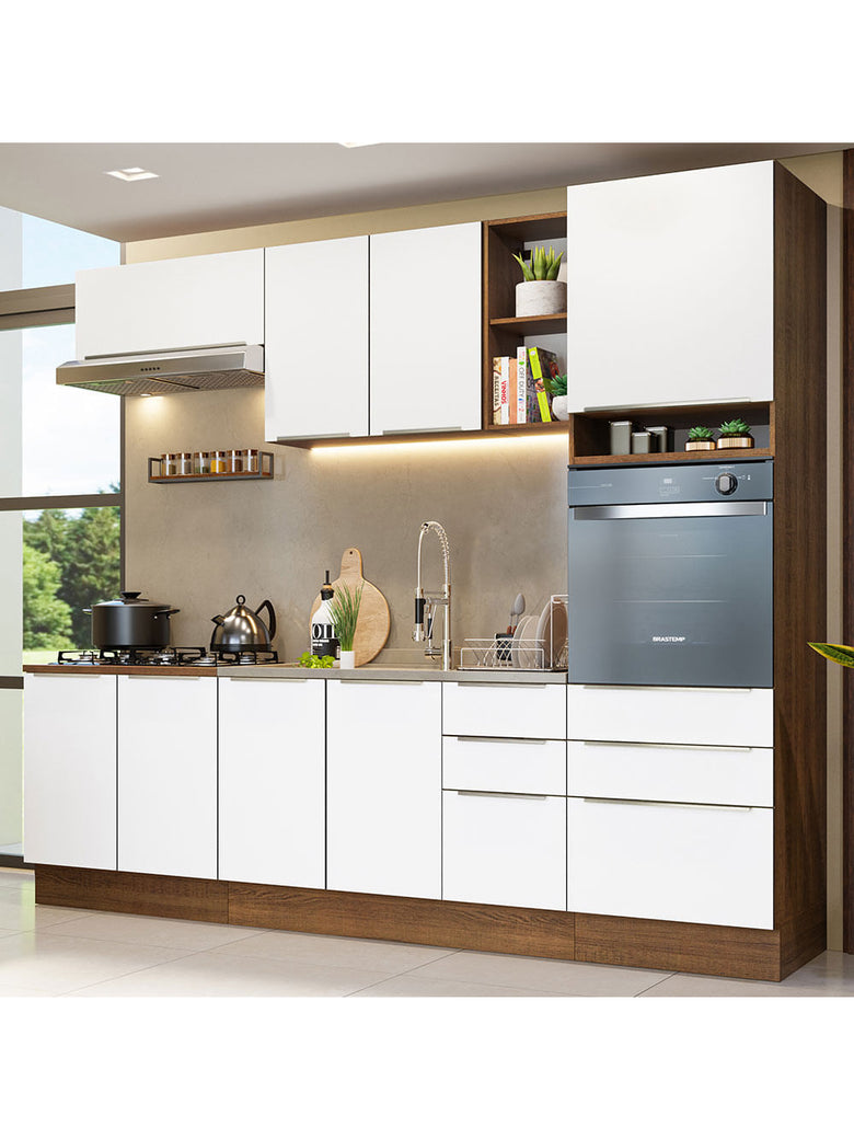 Armário de Cozinha Completa 260cm Rustic/Branco Veludo Lux Madesa 08