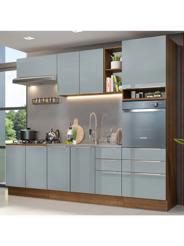 Armário de Cozinha Completa 260cm Rustic/Cinza Lux Madesa 08