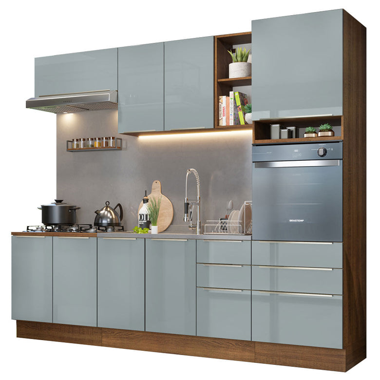 Armário de Cozinha Completa 260cm Rustic/Cinza Lux Madesa 08