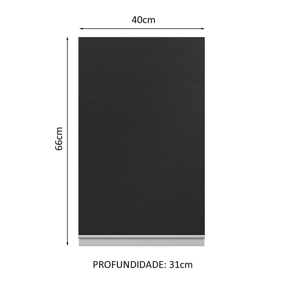 Armário Aéreo 100% MDF 40 cm 1 Porta Branco/Preto Acordes Madesa - Branco/Preto