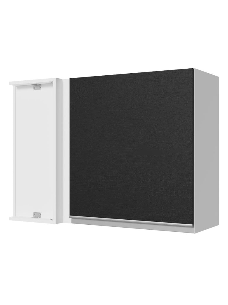 Armário Aéreo de Canto 100% MDF 1 Porta Branco/Preto Acordes Madesa