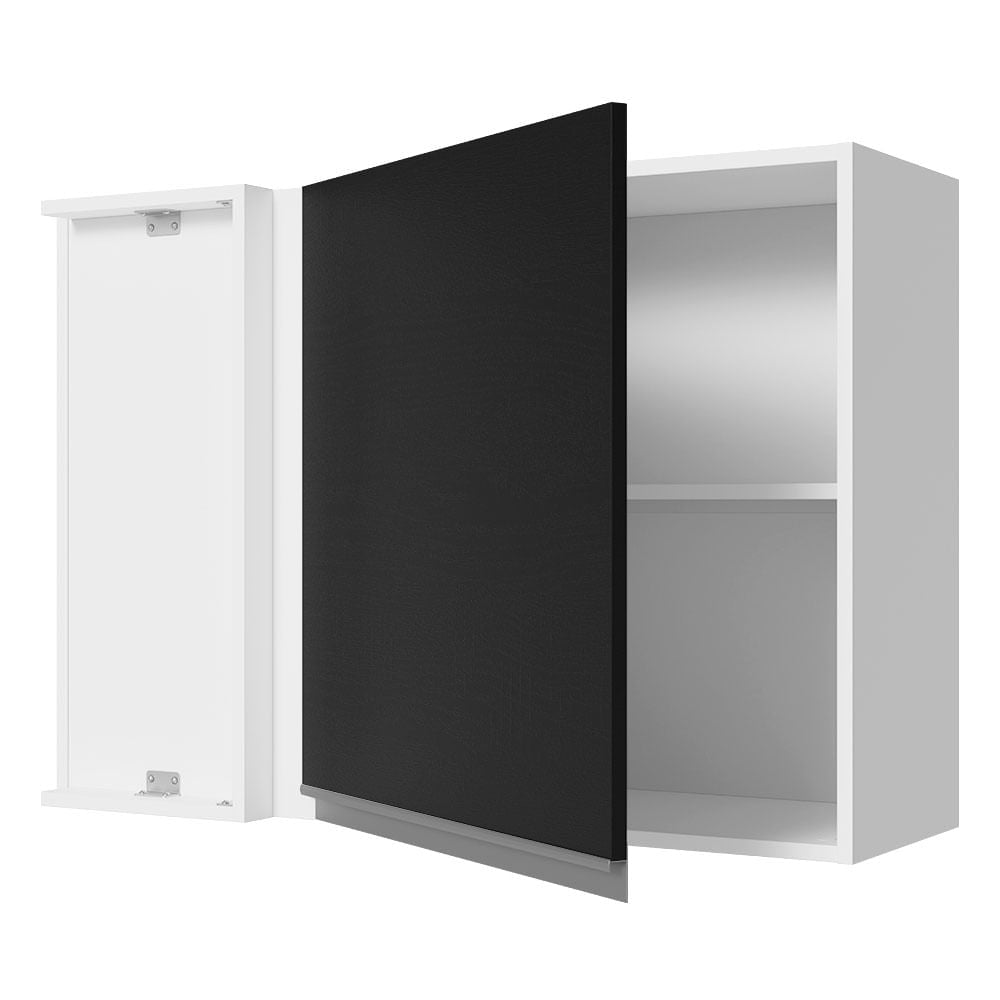 Armário Aéreo de Canto 100% MDF 1 Porta Branco/Preto Acordes Madesa