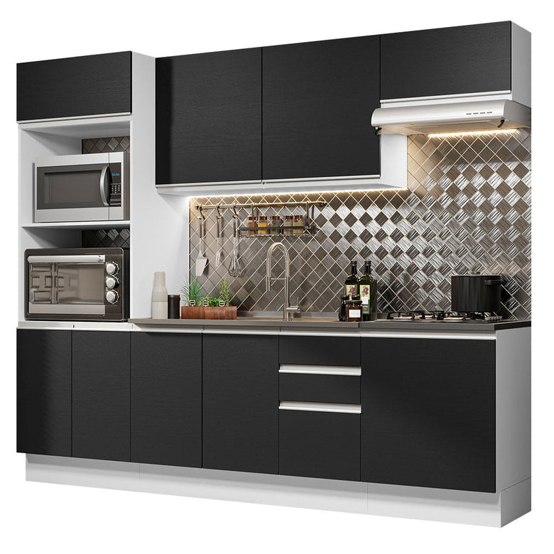 Armário de Cozinha Completa 100% MDF 250cm Branco/Preto Acordes Madesa 03
