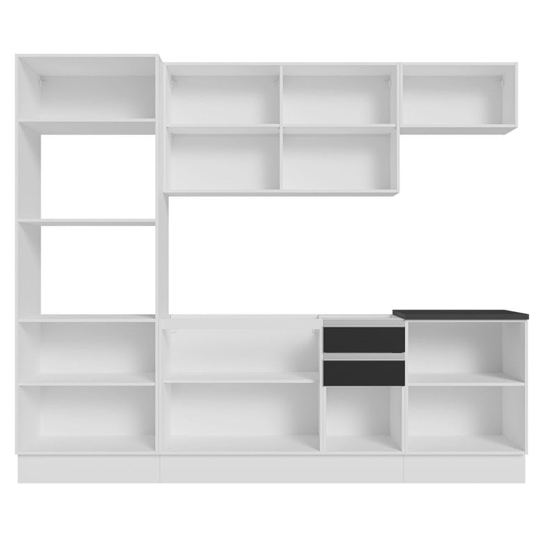 Armário de Cozinha Completa 100% MDF 250cm Branco/Preto Acordes Madesa 03