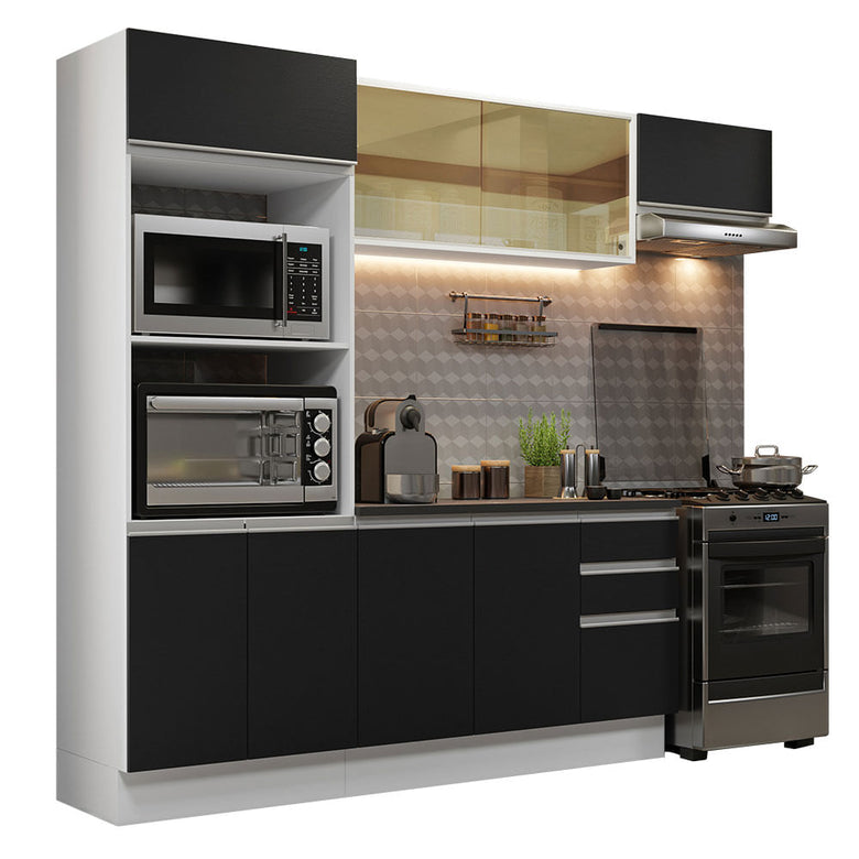 Armário de Cozinha Completa 100% MDF 250cm Branco/Preto Acordes Madesa 04