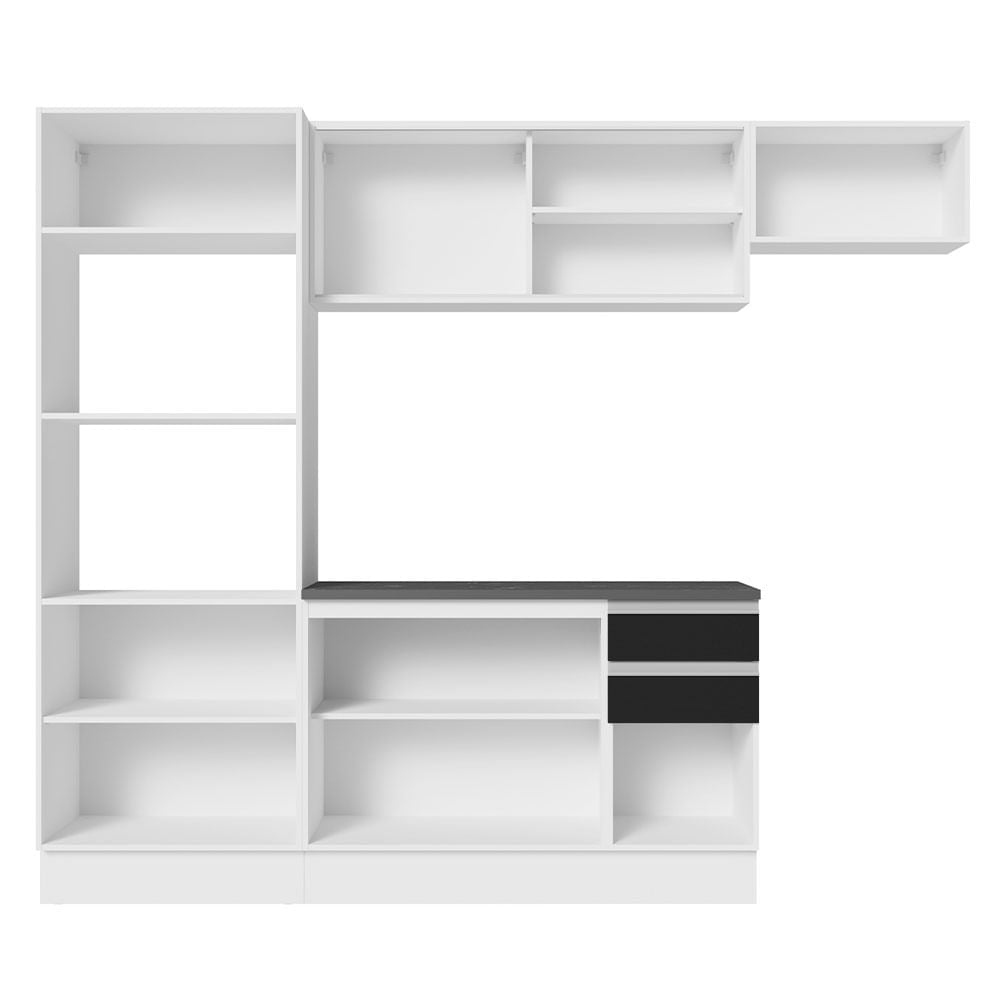 Armário de Cozinha Completa 100% MDF 250cm Branco/Preto Acordes Madesa 04
