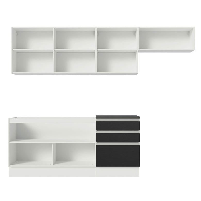 Armário de Cozinha Completa 100% MDF 260cm Branco/Preto Acordes Madesa 03