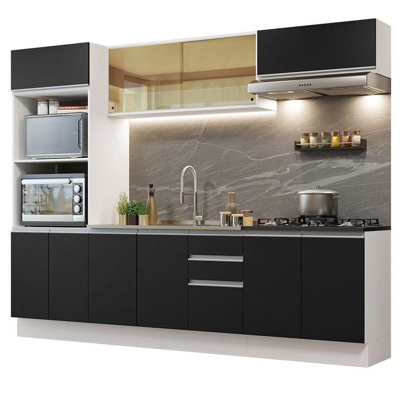 Armário de Cozinha Completa 100% MDF 270cm Branco/Preto Acordes Madesa 07