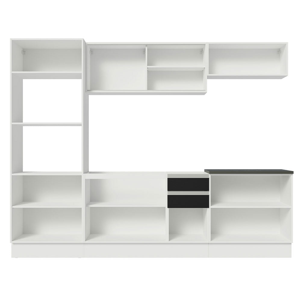 Armário de Cozinha Completa 100% MDF 270cm Branco/Preto Acordes Madesa 07