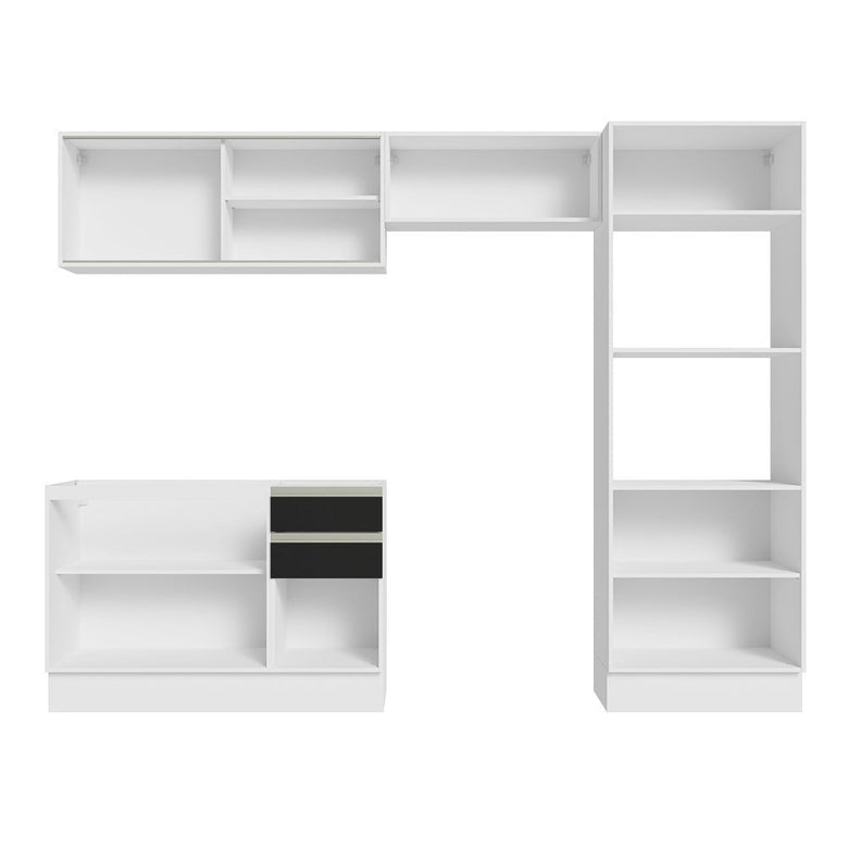 Armário de Cozinha Completa 100% MDF 270cm Branco/Preto Acordes Madesa 08