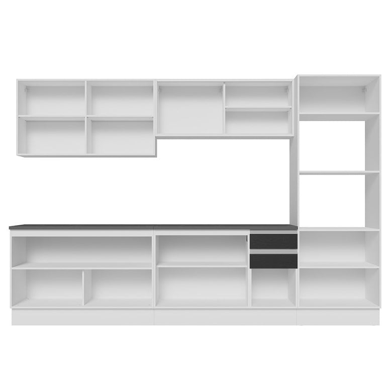 Armário de Cozinha Completa 100% MDF 310cm Branco/Preto Acordes Madesa 01