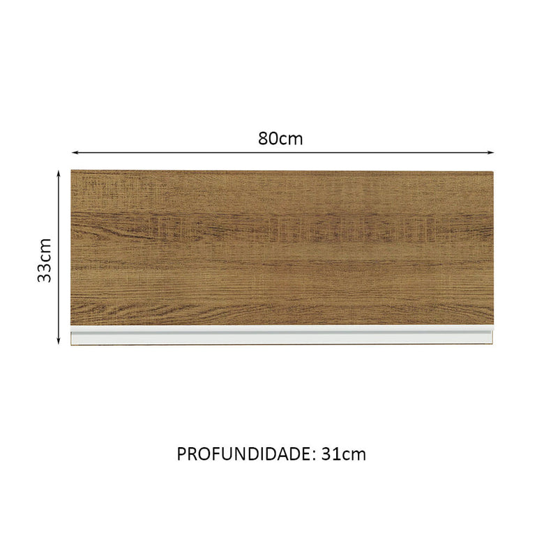 Armário Aéreo Madesa Glamy 80 cm 1 Porta Basculante Rustic