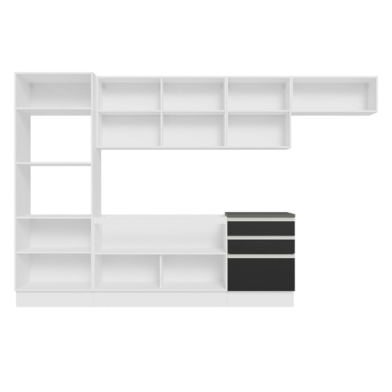 Armário de Cozinha Completa 100% MDF 330cm Branco/Preto Acordes Madesa 06