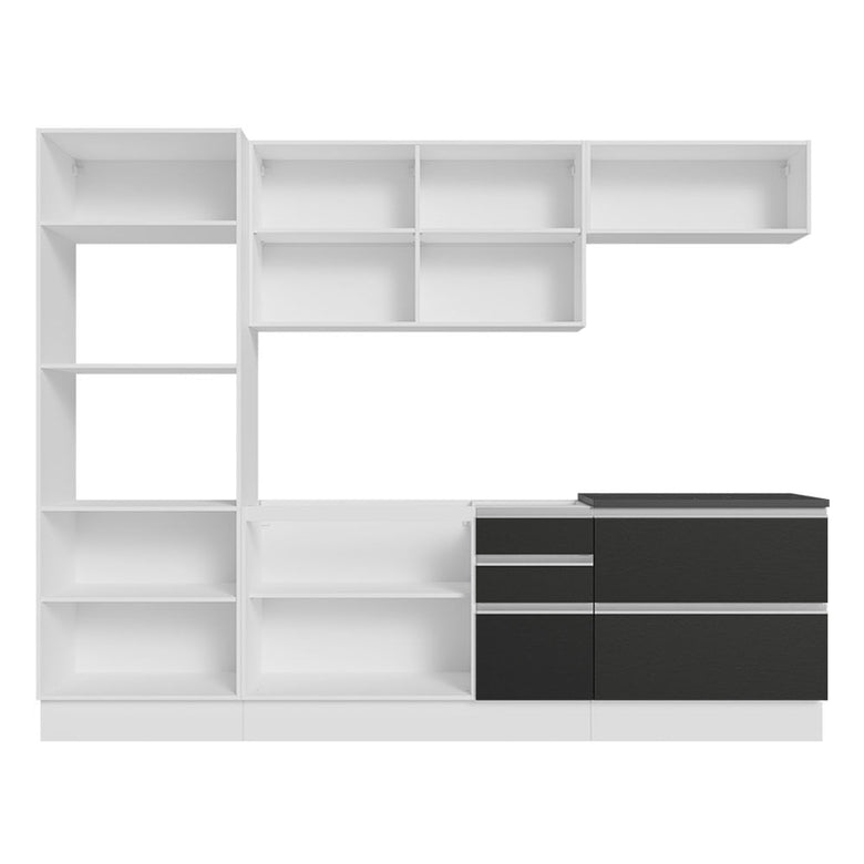 Armário de Cozinha Completa 100% MDF 270cm Branco/Preto Acordes Madesa 06