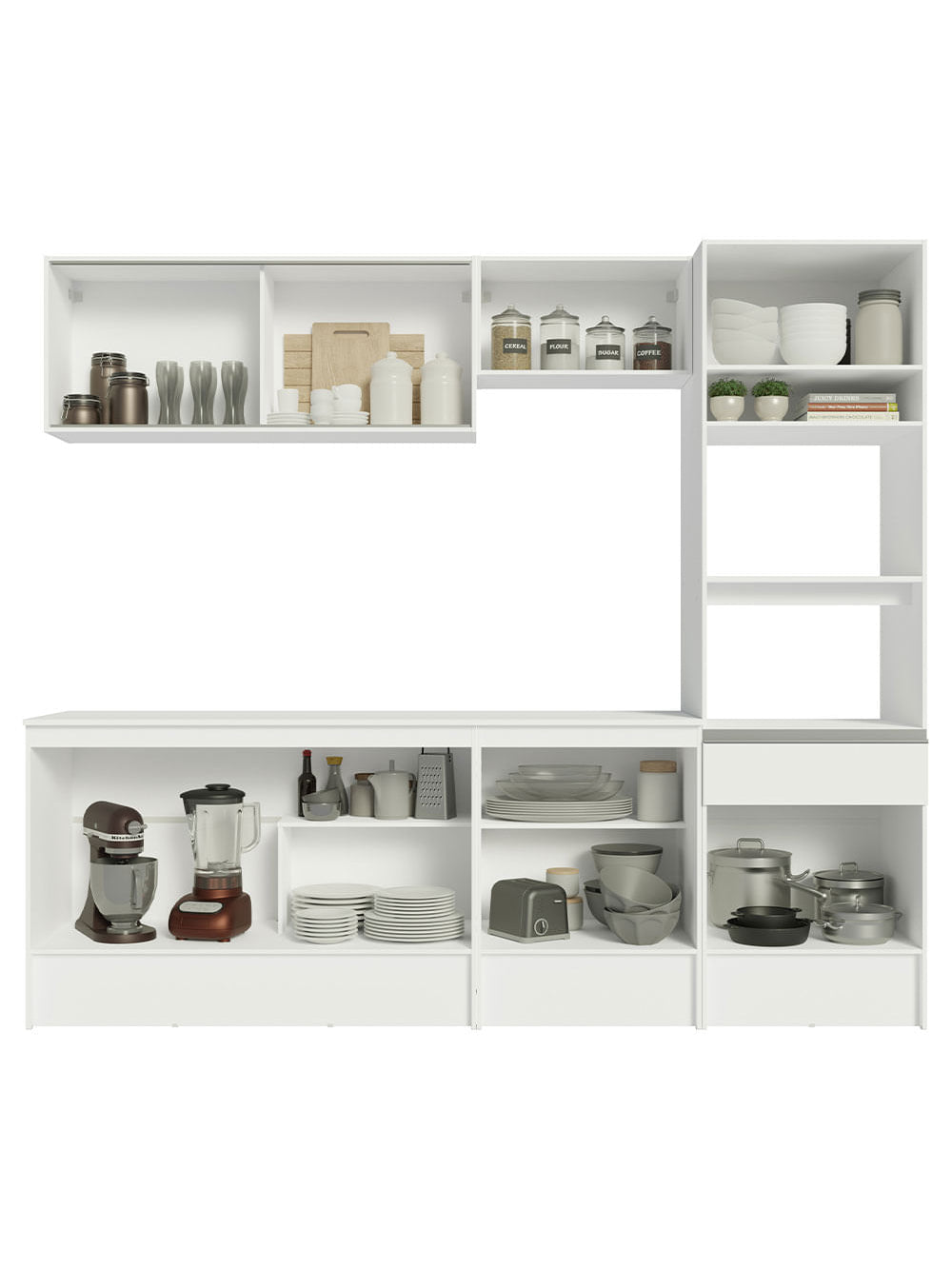 Armário de Cozinha Completa 240cm Branco Topazio Madesa 05