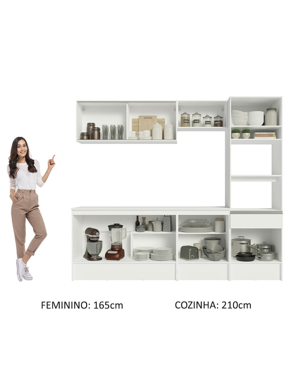 Armário de Cozinha Completa 240cm Branco Topazio Madesa 05