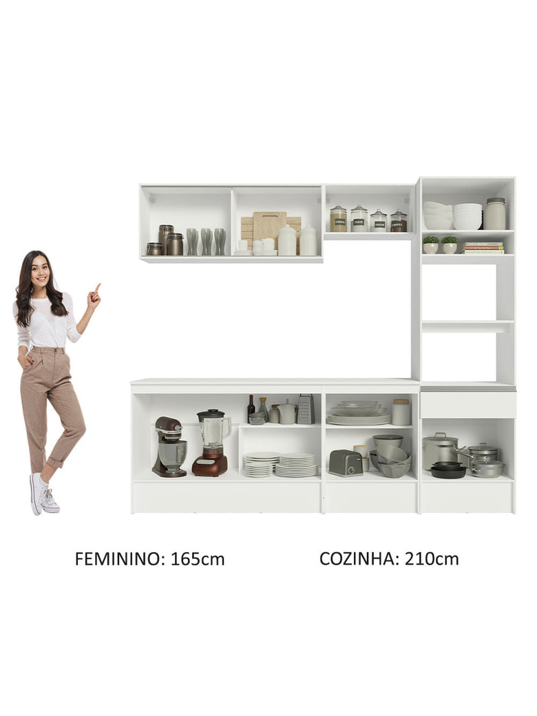 Armário de Cozinha Completa 240cm Branco Topazio Madesa 05