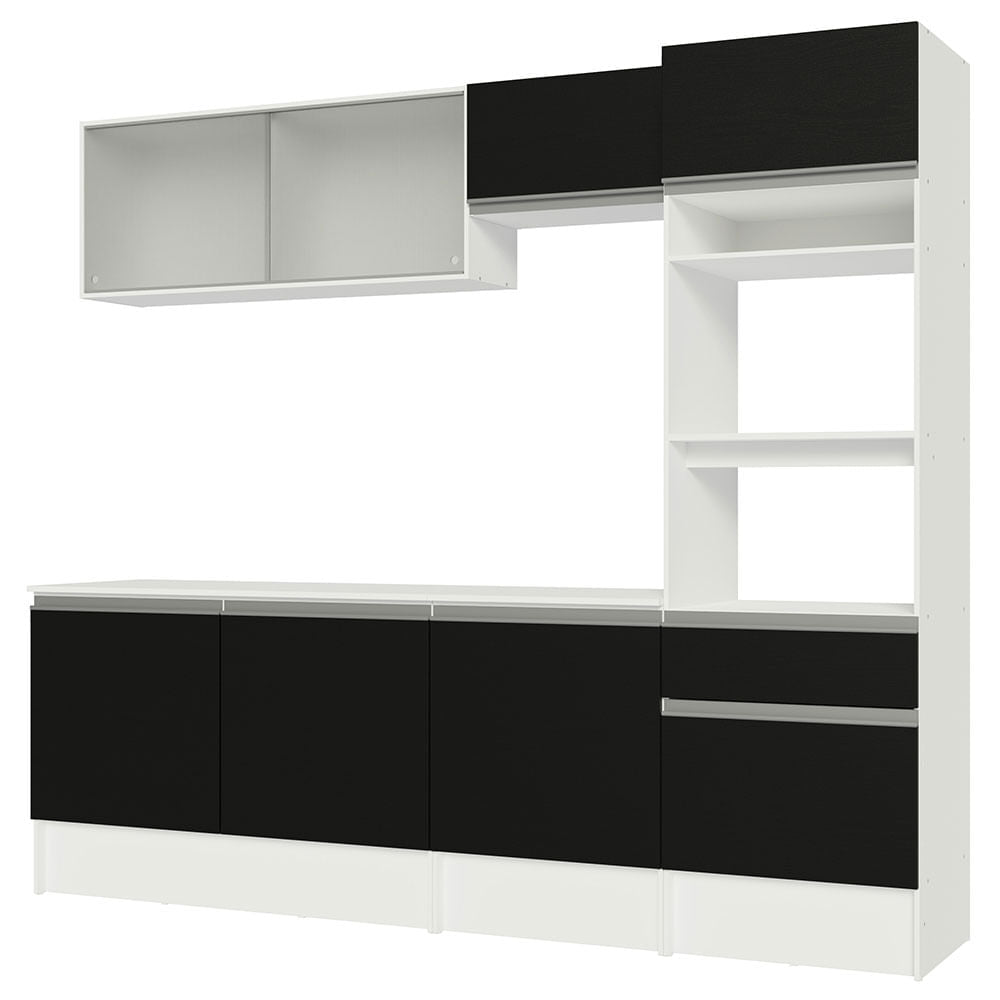 Armário de Cozinha Completa 240cm Branco/Preto Topazio Madesa 05