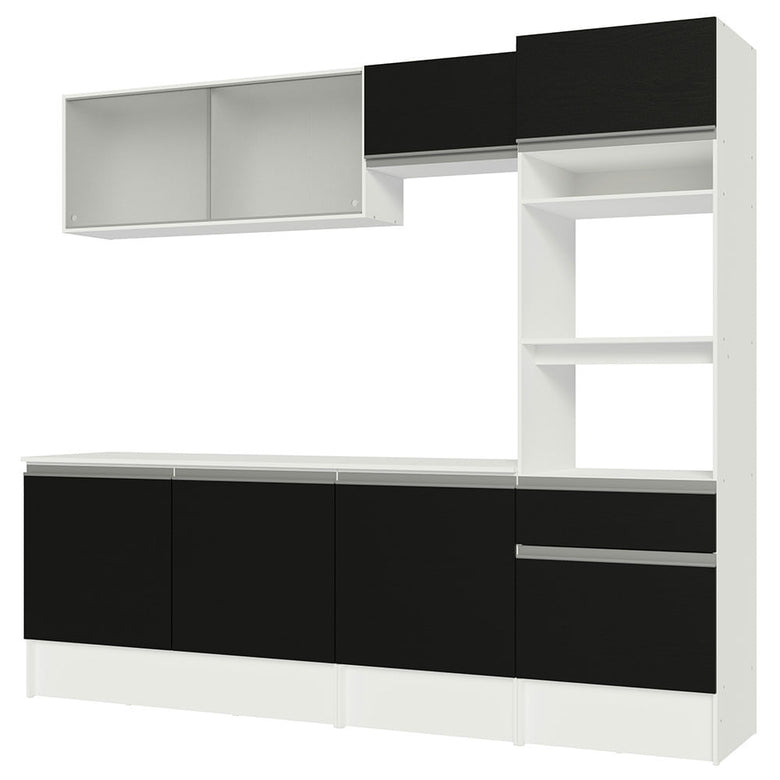 Armário de Cozinha Completa 240cm Branco/Preto Topazio Madesa 05