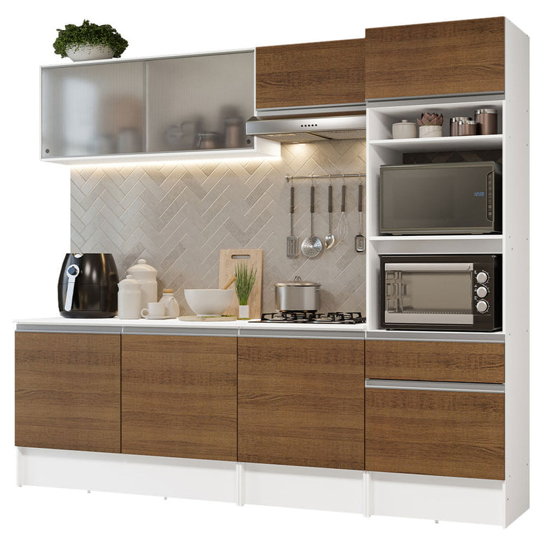Armário de Cozinha Completa 240cm Branco/Rustic Topazio Madesa 05