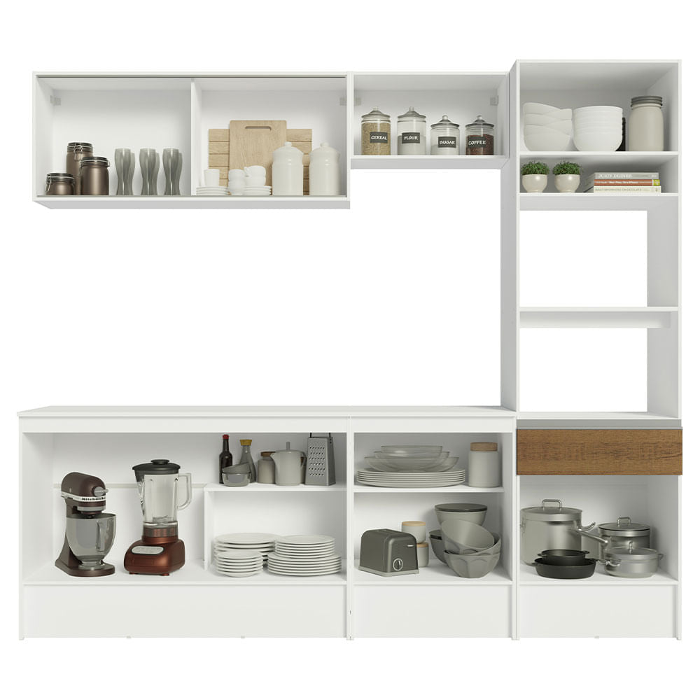 Armário de Cozinha Completa 240cm Branco/Rustic Topazio Madesa 05
