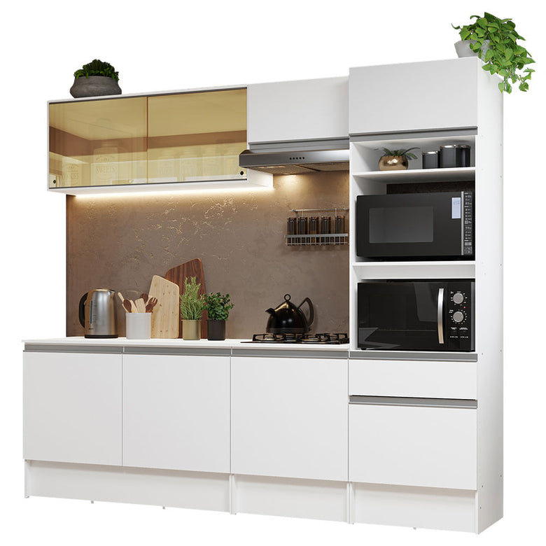 Armário de Cozinha Completa 240cm Branco Diamante Madesa 06
