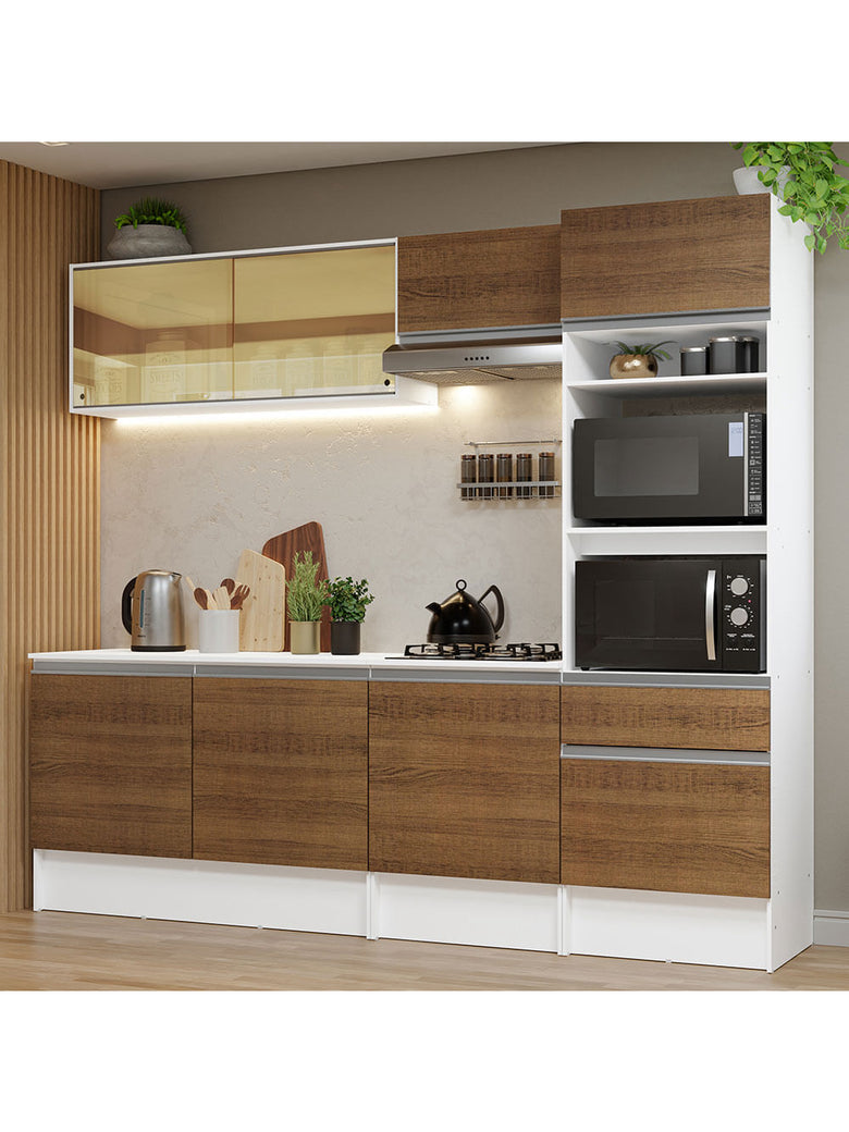 Armário de Cozinha Completa 240cm Branco/Rustic Diamante Madesa 06