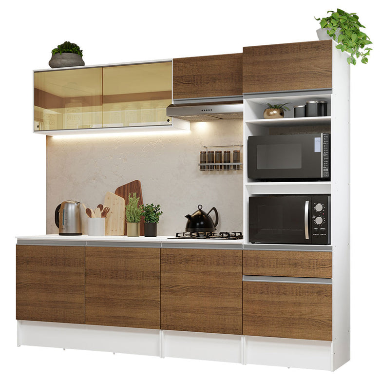 Armário de Cozinha Completa 240cm Branco/Rustic Diamante Madesa 06