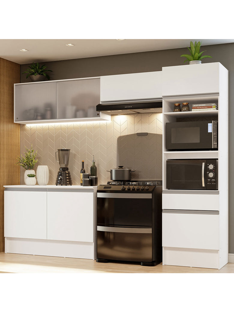 Armário de Cozinha Completa 260cm Branco Topazio Madesa 01