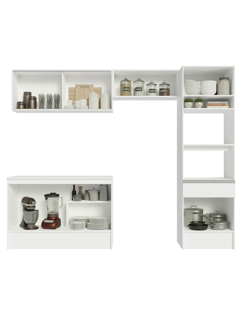 Armário de Cozinha Completa 260cm Branco Topazio Madesa 01