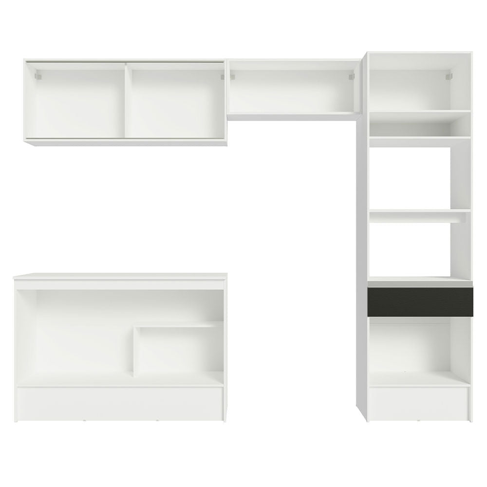 Armário de Cozinha Completa 260cm Branco/Preto Topazio Madesa 01