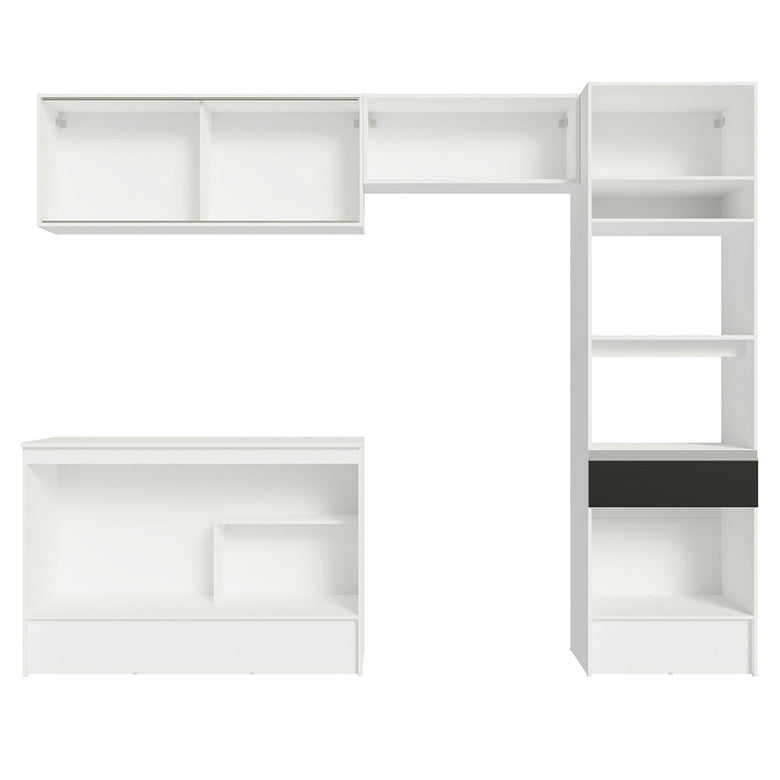 Armário de Cozinha Completa 260cm Branco/Preto Topazio Madesa 01
