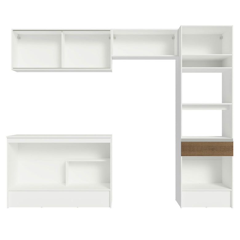 Armário de Cozinha Completa 260cm Branco/Rustic Topazio Madesa 01