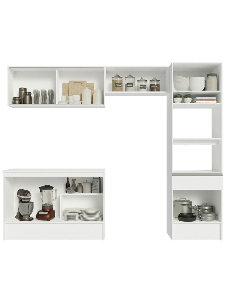 Armário de Cozinha Completa 260cm Branco Diamante Madesa 02