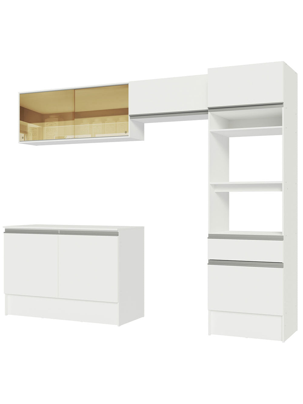 Armário de Cozinha Completa 260cm Branco Diamante Madesa 02
