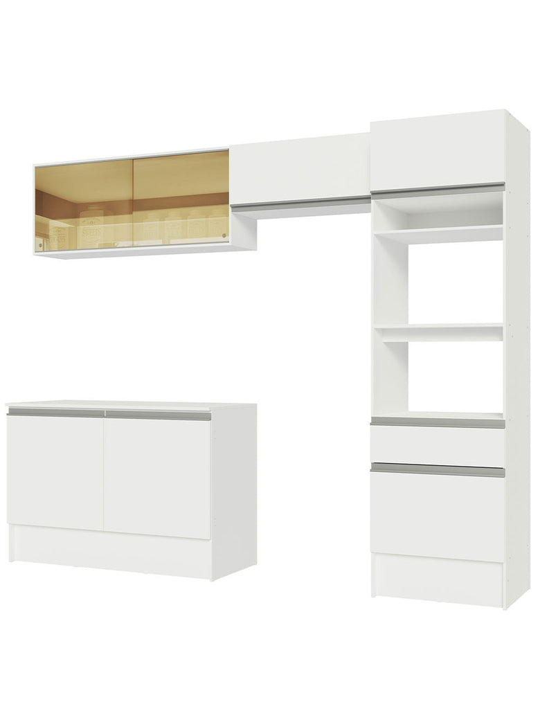 Armário de Cozinha Completa 260cm Branco Diamante Madesa 02